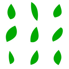 Set of green leaves silhouettes