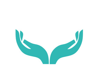 Minimalist cupped hands vector icon symbolizing care, support, protection, giving, and charity. Ideal for logo, medical, insurance, spiritual, or humanitarian aid concepts.