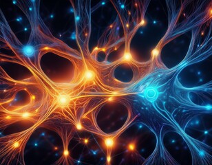 bioluminescent neural network cosmic abstract
