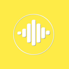 White Sound Wave Icon in a Circle with a Neumorphic Design