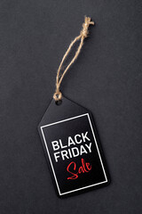 Black Friday Sale tag on black background