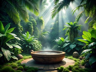 Hot tub in tropical forest