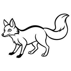 Clean Outline Fox Sneak Silhouette Vector Drawing Isolated on White