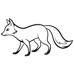 Clean Outline Fox Sneak Silhouette Vector Drawing Isolated on White