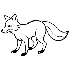 Clean Outline Fox Sneak Silhouette Vector Drawing Isolated on White