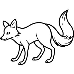 Clean Outline Fox Sneak Silhouette Vector Drawing Isolated on White
