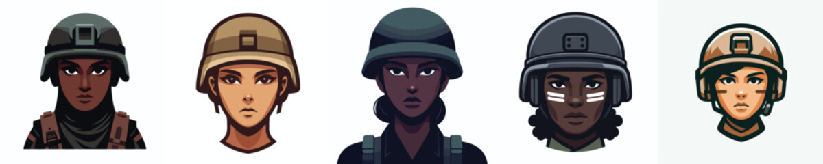 vector avatar of a female soldier's face