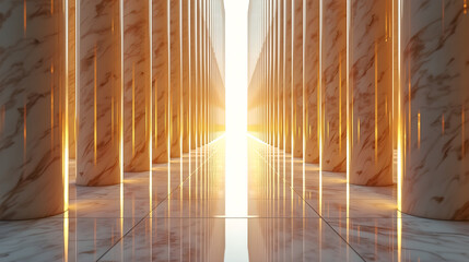 Morning Sunlight through Golden Columns
