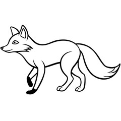 Minimalist Fox Sneaking Line Art Vector Illustration on White Background