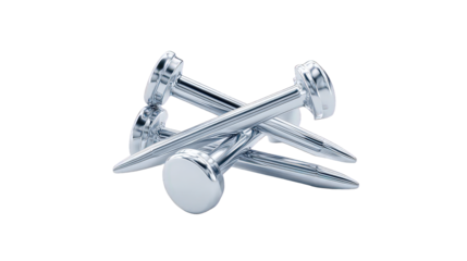 Three Silver Nails Interlocked Against Black Background