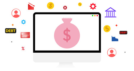 Debt payment concept design infographics floating, png