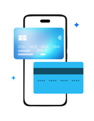 Purchasing online through ecommerce platform with credit card concept, transparent png