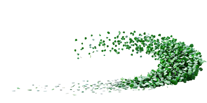 Abstract Green Particles Swirling on Black Background