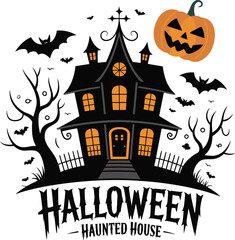 Halloween haunted house vector on white background