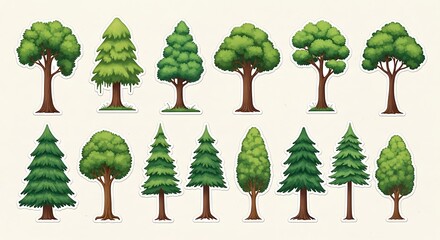 Fototapeta premium Collection of Various Trees.