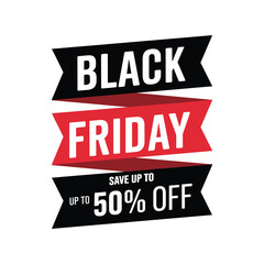 Black Friday Sale Banner with Up to 50 Percent Off Discount