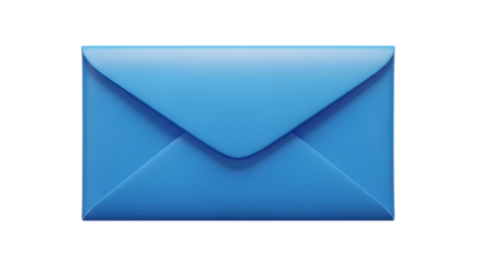 A closed blue envelope isolated on a transparent background, symbolizing communication and mail delivery