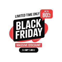 Black Friday Sale Banner with Up to 80 Percent Off and Shop Now Button