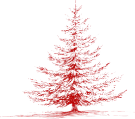 Joyful red Christmas tree graphic, holiday symbol for winter celebration