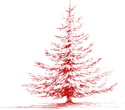 Joyful red Christmas tree graphic, holiday symbol for winter celebration