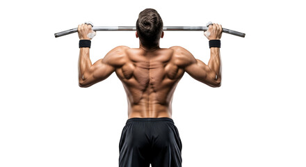 Muscular Man Performing Pull-Ups, Building Strength and Muscle Definition for a Powerful Physique