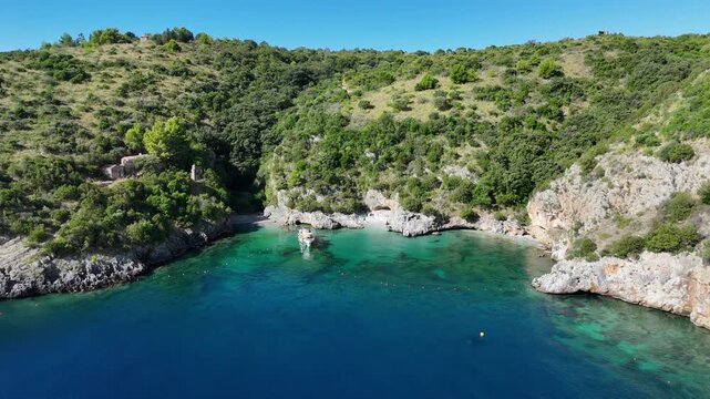 The beautiful and famous Baia degli Infreschi, near Marina di Camerota, Cilento, Campania, Italy.