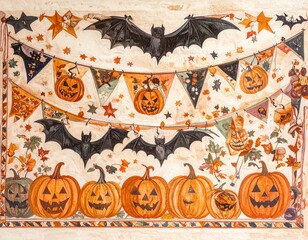 Generated image　レトロイラストハロウィン