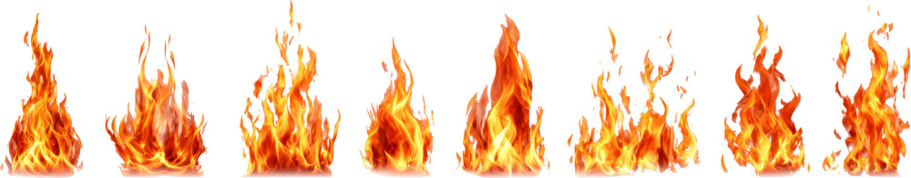 Fierce fire flame animation sprite set. An intense hot burning element