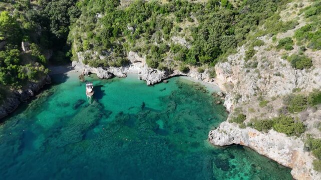 The beautiful and famous Baia degli Infreschi, near Marina di Camerota, Cilento, Campania, Italy.