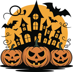 Halloween haunted house vector on white background