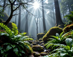 A serene forest scene