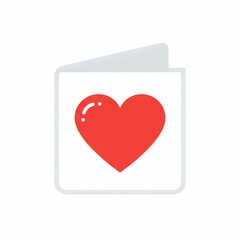 Red heart illustration on greeting card with minimalist design  