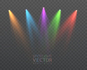 Stage and stadium lighting with bright LED strobe lights. Laser light show. Empty stage before the performance. Spotlights on a transparent background.	
