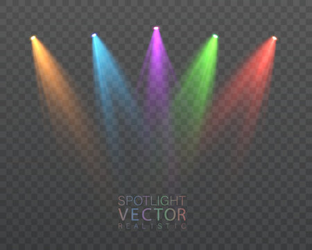 Stage and stadium lighting with bright LED strobe lights. Laser light show. Empty stage before the performance. Spotlights on a transparent background.	
