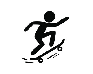 Obraz premium Black silhouette stick figure skater performing a trick on skateboard vector graphic silhouette vector illustration white background