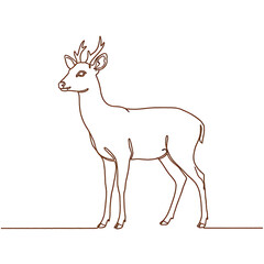 Fototapeta premium Deer Line Art Illustration – Minimalist Wild Animal Outline Drawing with Antlers Isolated on White Background, Elegant Wildlife Symbol for Nature, Forest, and Decorative Design