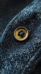 Macro Close-up of Buttons on Dark Denim