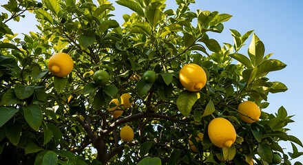 Lemon Tree with Fruits.