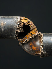 Close-up of Deteriorated Old Drainage Pipe