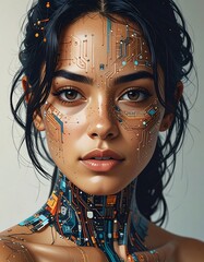 Cyberpunk Woman Portrait Art.