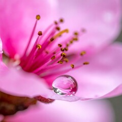 Beautiful Pink Flower with Dewdrop.