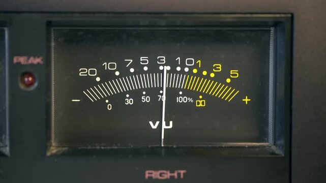 Analog vu meter measuring audio signal level