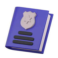 Stylized Police Badge Emblem on a Blue Book with Lines Against a Transparent Background