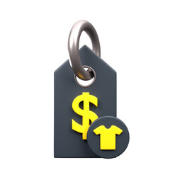Stylized Price Tag With Dollar Sign And Shirt Icon Isolated On Black Background