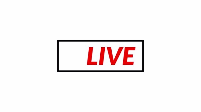 Animation of live button with , 4k simple live streaming icon animation, transparent background live streaming and broadcasting in 4k  with alpha channel.