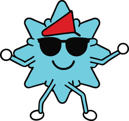 christmas snowflake wearing sunglasses and sliding