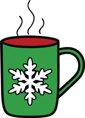 coffee mug with snowflake pattern and steam shaped