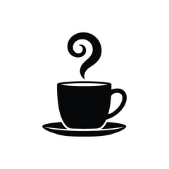 Coffee Cup Silhouette – Question Mark Steam, Cup and Saucer Icon