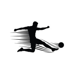 Dynamic Soccer Kick Silhouette with Speed Lines – Fast Shot Vector