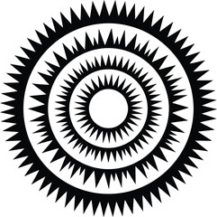 Vector sunburst mandala ornament inspired by Balinese heritage style, abstract geometric decorative pattern for creative design use